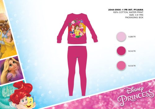 Téli pamut interlock gyerek pizsama - Disney Hercegnők - pink - 104