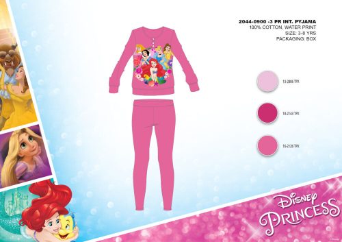 Téli pamut interlock gyerek pizsama - Disney Hercegnők - rózsaszín - 104