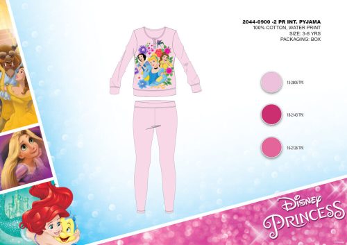 Zimné bavlnené detské pyžamo - Princezné Disney - svetloružové - 104