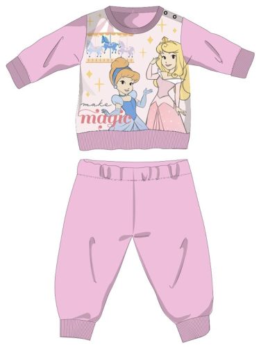 Disney Hercegnők téli vastag baba pizsama - pamut flanel pizsama - világosrózsaszín - 80