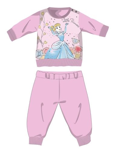 Disney Hercegnők téli pamut baba pizsama - interlock pizsama - világosrózsaszín - 80