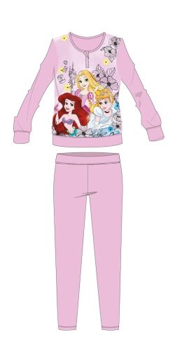 Disney Hercegnők téli pamut gyerek pizsama - interlock pizsama - világosrózsaszín - 98