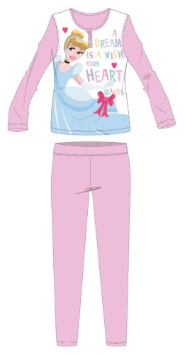 Disney Hercegnők hosszú vékony gyerek pizsama - pamut jersey pizsama - világosrózsaszín - 98