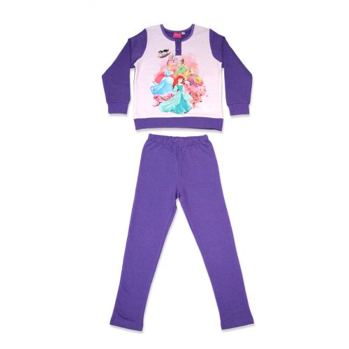 Téli flanel gyerek pizsama - Hercegnők - lila - 104
