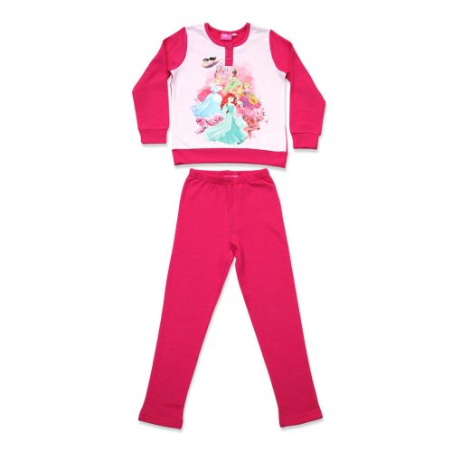 Téli flanel gyerek pizsama - Hercegnők - pink - 104