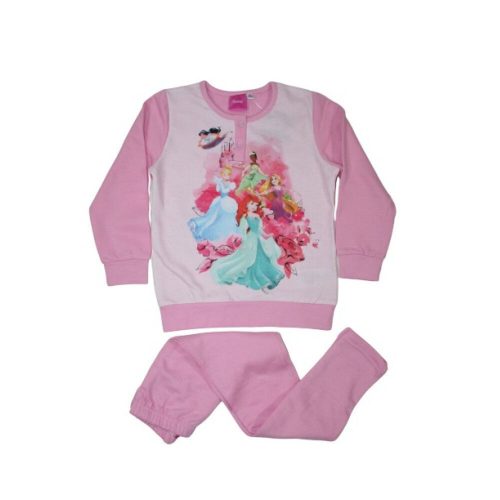 Téli flanel gyerek pizsama - Hercegnők - világosrózsaszín - 110