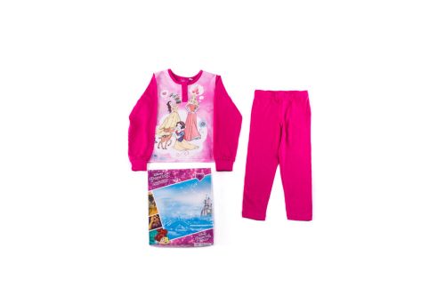 Hosszú vékony pamut gyerek pizsama - Disney Hercegnők - 116 - pink