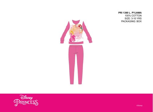 Disney Hercegnők vékony pamut gyerek pizsama - jersey pizsama - sötétrózsaszín - 104