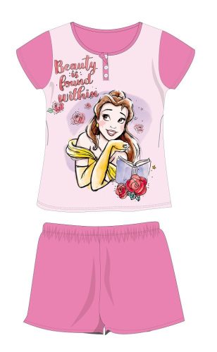 Disney Hercegnők nyári rövid ujjú gyerek pizsama - pamut jersey pizsama - rózsaszín - 104