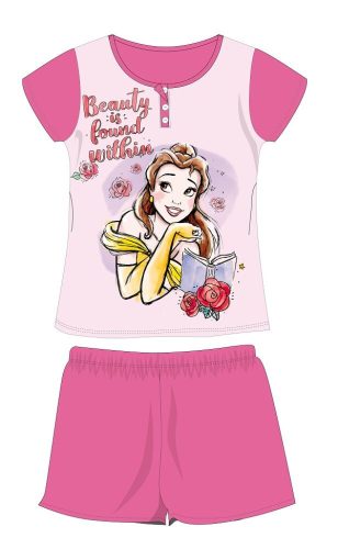 Disney Hercegnők nyári rövid ujjú gyerek pizsama - pamut jersey pizsama - sötétrózsaszín - 110