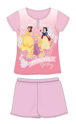 Disney Hercegnők nyári rövid ujjú gyerek pizsama - pamut jersey pizsama - világosrózsaszín - 104