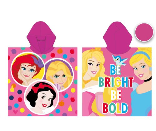 Disney Hercegnők gyerek poncsó - pink kapucnival - 55x110