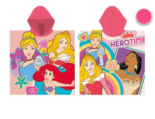 Disney Hercegnők gyerek poncsó - rózsaszín kapucnival - 55x110