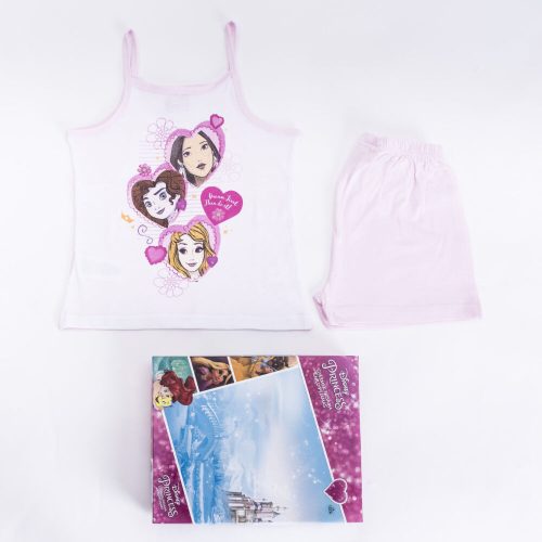 Hercegnők kislány pamut pizsama - ujjatlan pizsama - nyári együttes - világosrózsaszín - 104