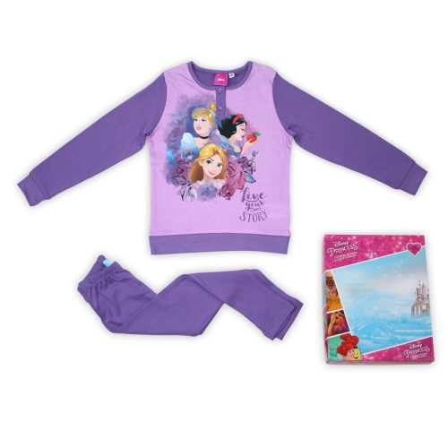 Téli pamut gyerek pizsama - Disney Hercegnők - lila - 98