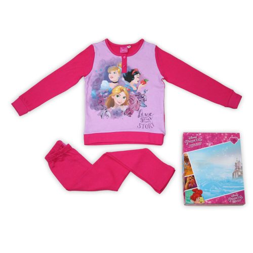 Téli pamut gyerek pizsama - Disney Hercegnők - pink - 116
