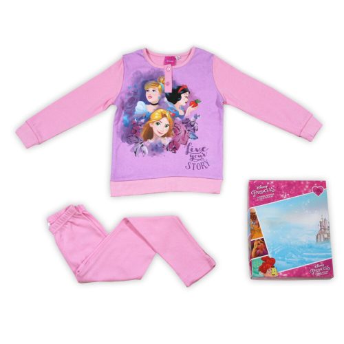 Téli pamut gyerek pizsama - Disney Hercegnők - világosrózsaszín - 98