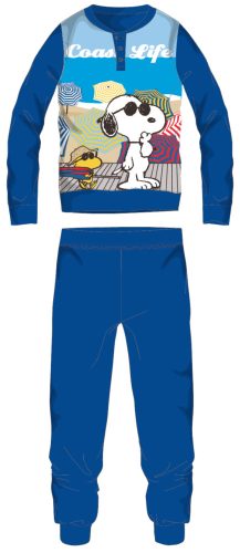 Snoopy hosszú vékony pamut gyerek pizsama -  jersey pizsama - középkék - 104