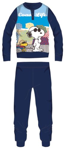 Snoopy hosszú vékony pamut gyerek pizsama -  jersey pizsama - sötétkék - 110