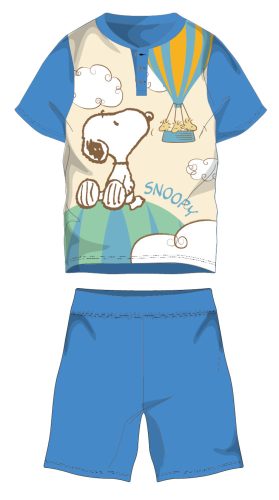 Snoopy rövid ujjú nyári pamut pizsama - gyerek jersey pizsama - világoskék - 104