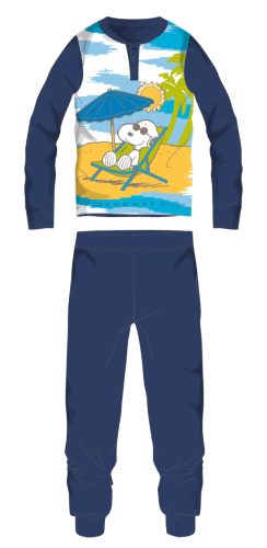 Snoopy hosszú vékony gyerek pizsama - pamut jersey pizsama - sötétkék - 104