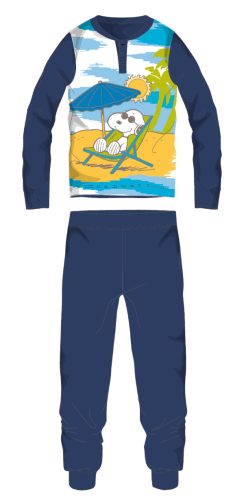 Snoopy dlouhé tenké dětské pyžamo - bavlněné žerzejové pyžamo - tmavě modré