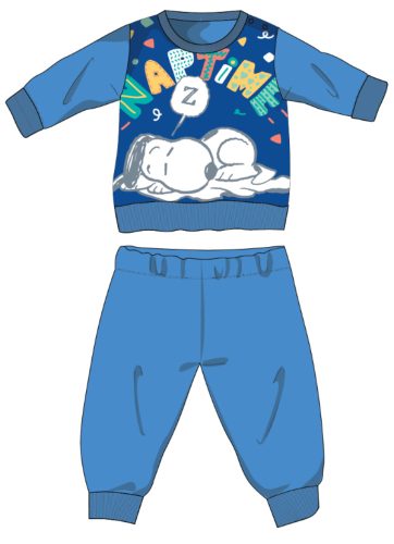 Snoopy hosszú vékony baba pizsama - pamut jersey pizsama - világoskék - 86