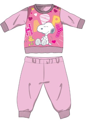 Snoopy hosszú vékony baba pizsama - pamut jersey pizsama - világosrózsaszín - 80