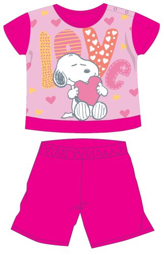 Snoopy rövid ujjú nyári pamut baba pizsama - pink - 86