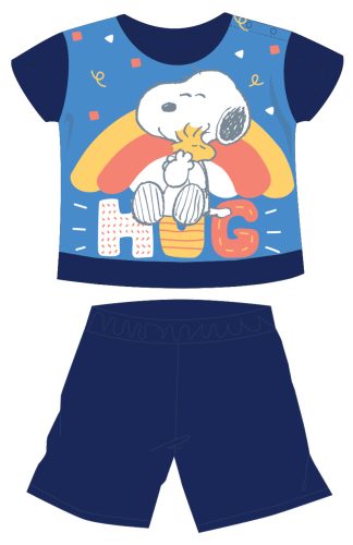 Snoopy rövid ujjú nyári pamut baba pizsama - sötétkék - 80