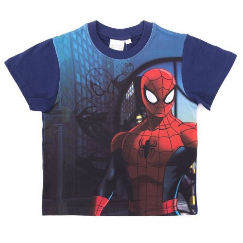 Chlapčenské tričko Spiderman s krátkym rukávom - elastické bavlnené tričko - tmavomodré_104