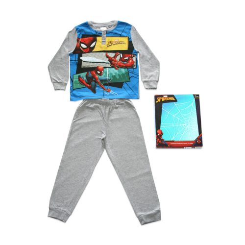 Dlhé tenké bavlnené detské pyžamo - Spiderman - Jersey - šedá - 140