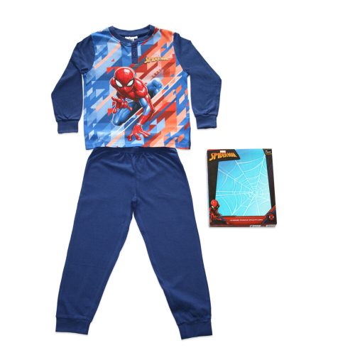 Hosszú vékony pamut gyerek pizsama - Pókember - absztrakt mintával - Jersey 