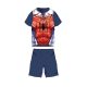 Summer short-sleeved children's cotton pajamas - Spiderman - dark blue - 140