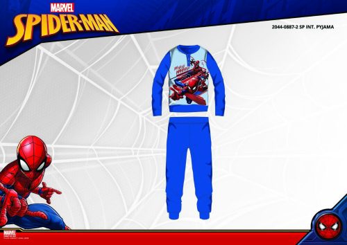 Winter cotton interlock children's pajamas - Spiderman - medium blue - 140