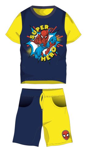 Completo estivo Spiderman in cotone - set maglietta-pantaloncini - giallo-blu scuro - 98