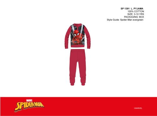 Pókember vékony pamut gyerek pizsama - jersey pizsama - piros - 104