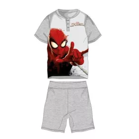   Spiderman Sommer-Kurzarm-Kinderpyjama – Pyjama aus Baumwolljersey – Grau – 104