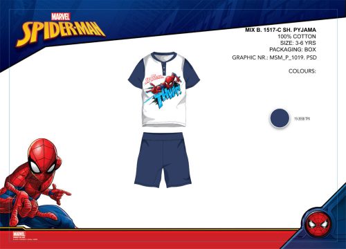 Spiderman summer short-sleeved children's pajamas - cotton pajamas - dark blue - 104