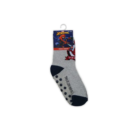Anti-slip children's ankle socks - Spiderman - plush - gray - 27-30