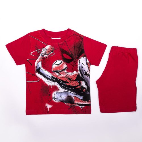 Pókember kisfiú pamut nyári együttes - póló-rövidnadrág szett - piros - 98