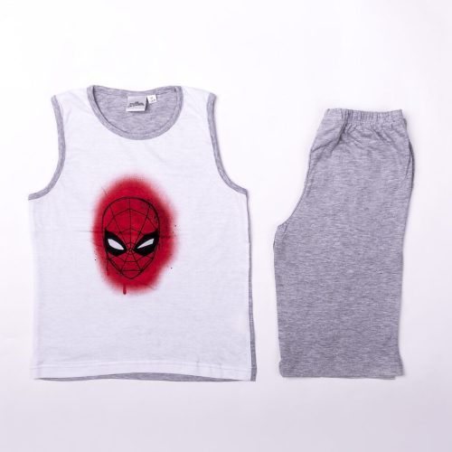 Chlapčenský bavlnený letný komplet Spiderman - súprava tričko-šortky - šedá - 122