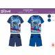 Stitch cotton summer ensemble for little boys - t-shirt-shorts set - dark blue - 104