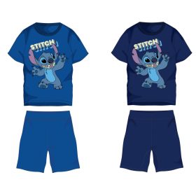   Disney Stitch pamut nyári együttes - póló-rövidnadrág szett - középkék - 98