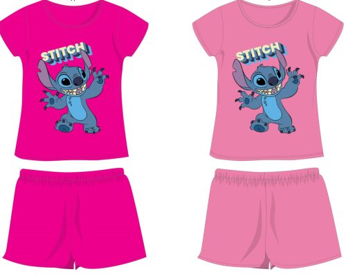 Disney Stitch pamut nyári együttes - póló-rövidnadrág szett - pink - 116