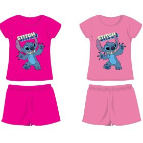   Disney Stitch pamut nyári együttes - póló-rövidnadrág szett - rózsaszín - 116