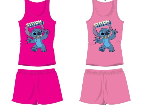 Disney Stitch pamut nyári együttes - trikó-rövidnadrág szett - pink - 110