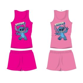   Disney Stitch pamut nyári együttes - trikó-rövidnadrág szett - pink - 116