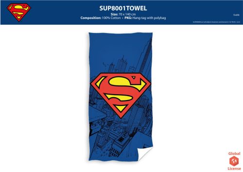 Superman gyerek strandtörölköző - 100% pamut - 70x140 cm - sötétkék