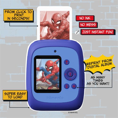 Aparat foto digital Kiimento Spiderman Model P2 pentru copii cu functie de imprimanta